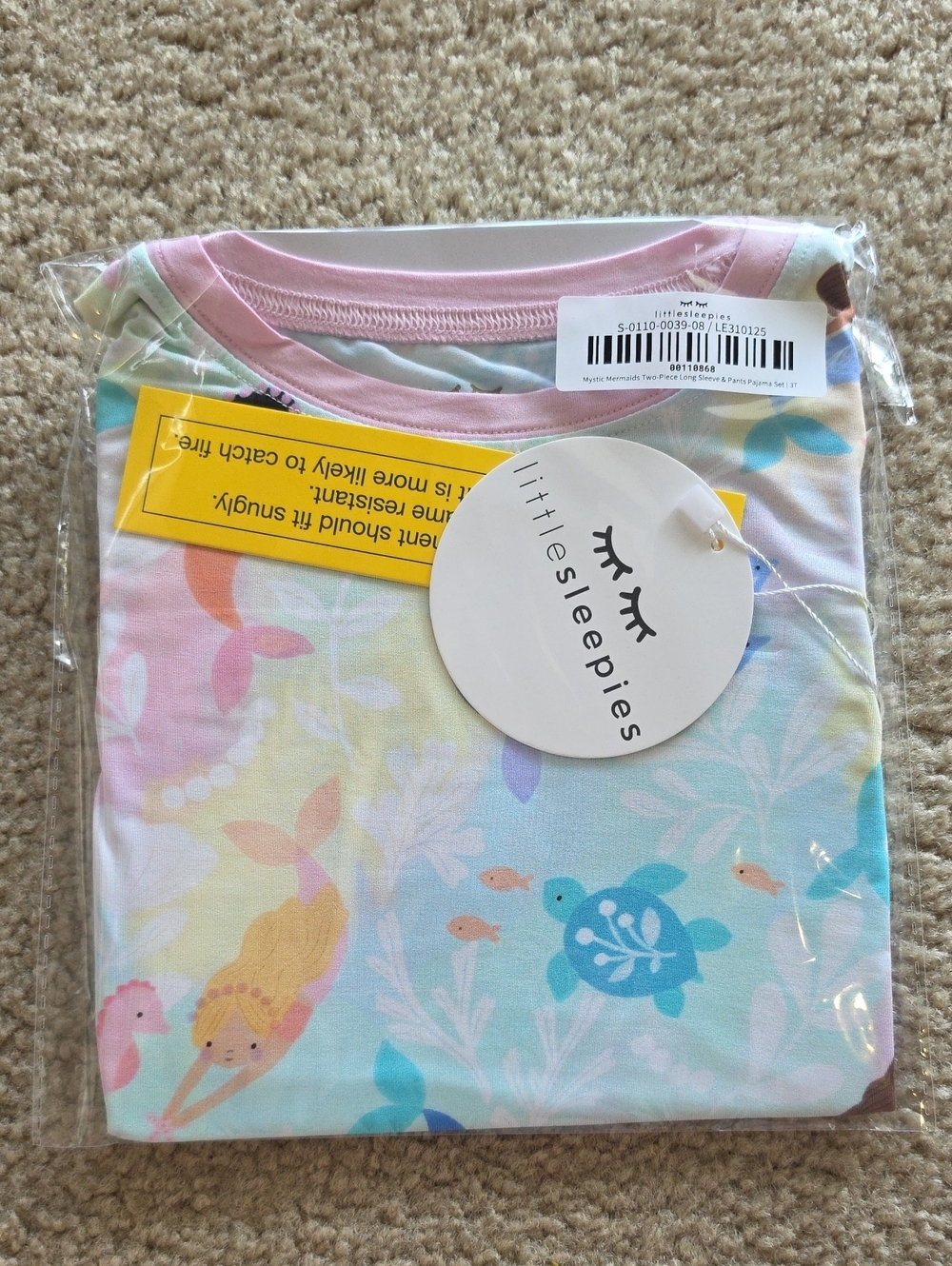 Little Sleepies Mystic Mermaids Pajama Set Size 3T